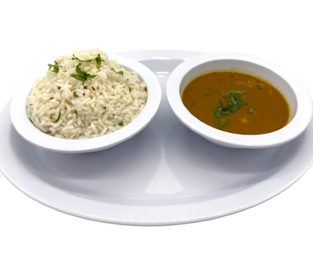 Sambar & Jeera Rice Platter (12 oz size Sambar and 12 oz size Rice) (Swaminarayan friendly) at Ananda Kitchen, Langley Park